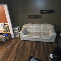 White leather 3 seating living room couch