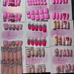 VALENTINES NAILS Hand Made Press On Nails