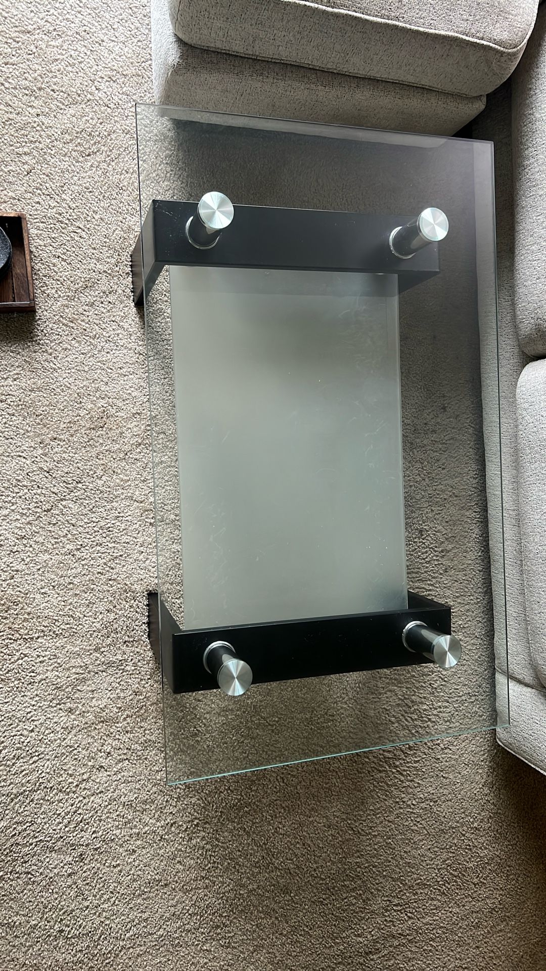 Free Contemporary Glass Coffee Table with Metal Base