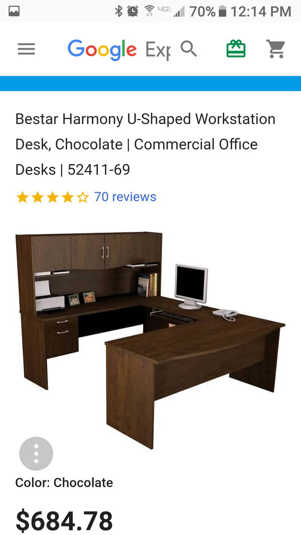 Bestar Dark Wood U Shaped Desk For In Riverside Ca Offerup