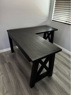Living Spaces Jaxon L Shaped Desk - Solid Wood