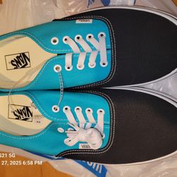 New Mens / Woman's Vans Black And Teal Mens Size 13 And 8.5