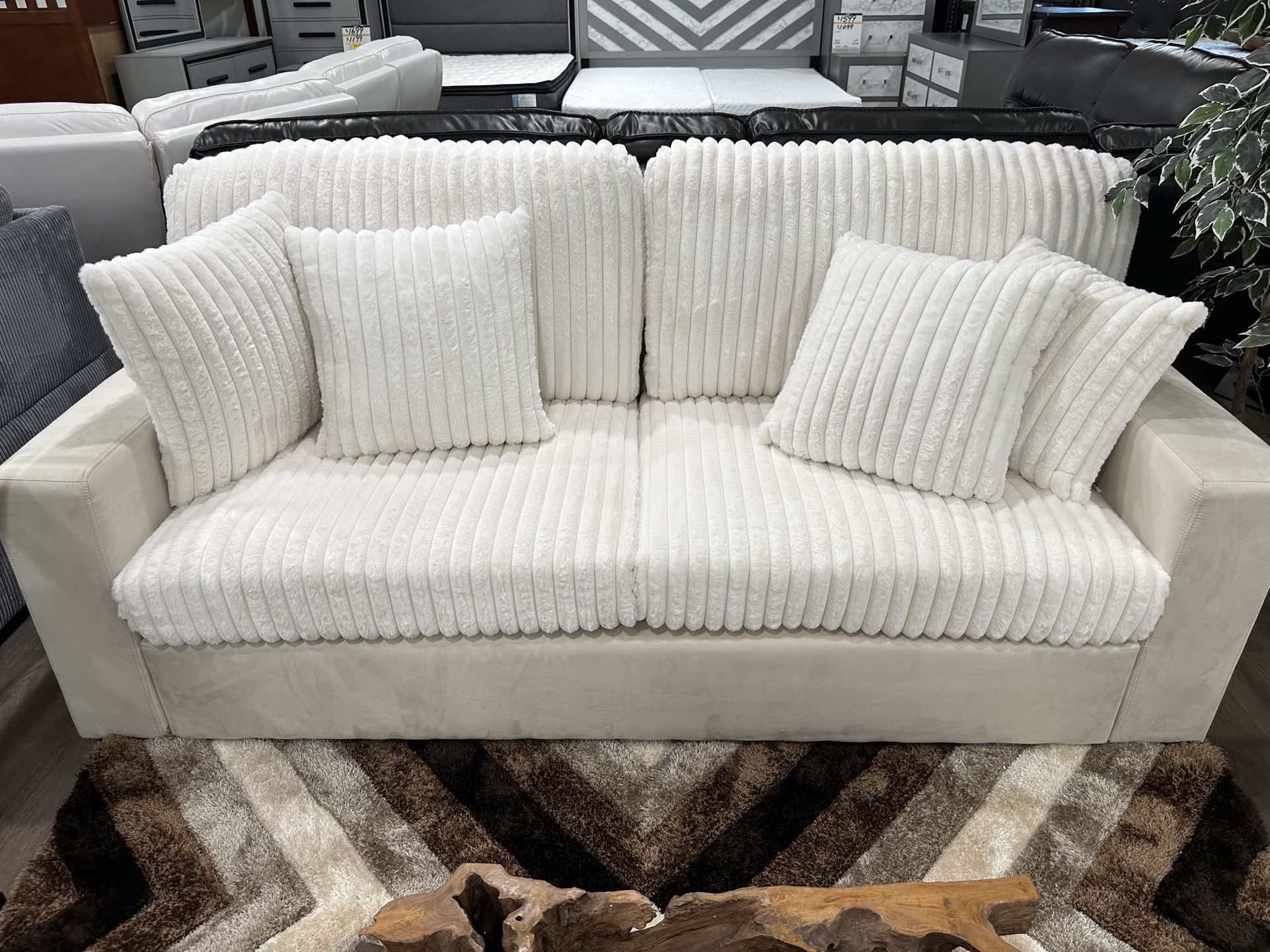 Gorgeous Two Piece Sofa And Loveseat Set Available In Beige Or Black