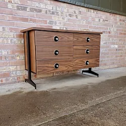 Mid Century Space Age Laminate 6 Drawer Lowboy Dresser Vintage