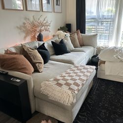 Crate And Barrel Lounge Deep Sectional & Swivel Chair 