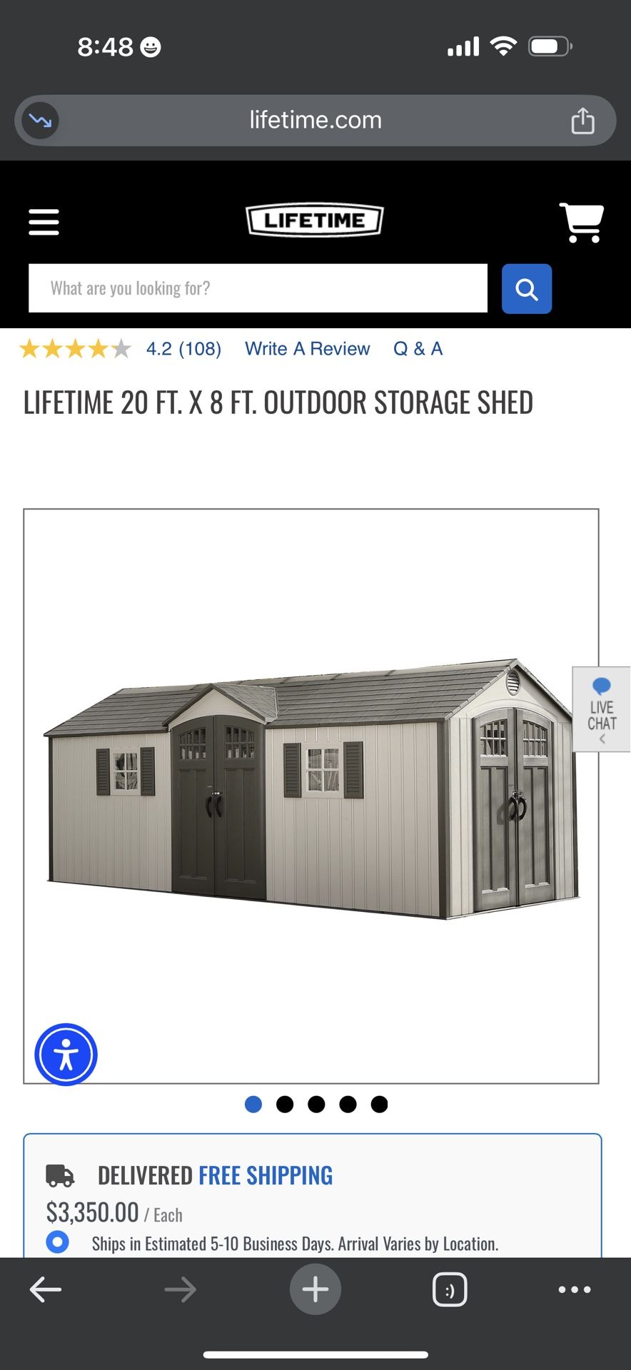 Lifetime 8x20 Shed (with $900 worth of shelves and add ons)