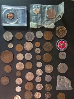 Mixed World Coin Lot with PCGS Graded 1955 Penny