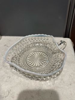 Vintage Fenton Moonstone Heart Dish
