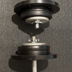 Adjustable Set of Dumbbells. Cast Iron, New Condition 50# per hand [ Total: 100 lbs]