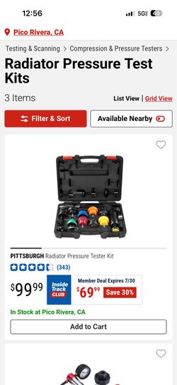 Radiator pressure test kit