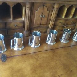 Vintage Pewter Tankers with Glass Bottom. ($15 Each)