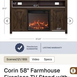 Tv Stan W/fire Place 