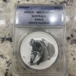 2010 P Anacs MS70  Silver Australia Koala Coin