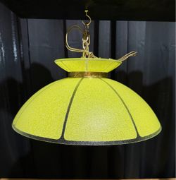 Vintage Mid Century Yellow Hanging Glass Lamp Chandelier 18 “ Diameter