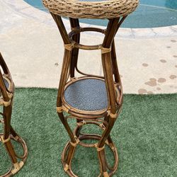 Vintage 2 Tier Bamboo Plant Stands - One Left