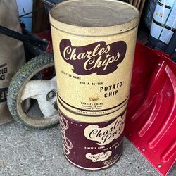 2 vintage Charlie Chips 1lb cans