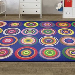 Flagship Carpets Color Rings Colorful Children's Classroom Area Rug for Kids Room Circle Seating Dcor, Play Carpet for Teaching and Playing, Seats 24,