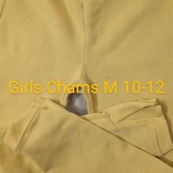Girls Yellow By Chams Sweat Pants, Size M 10-12, Slit Ankles, No Pockets. Eastside Or West.