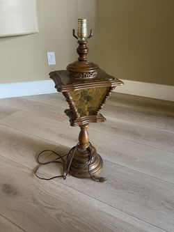 Wooden Vintage Lamp With Glass