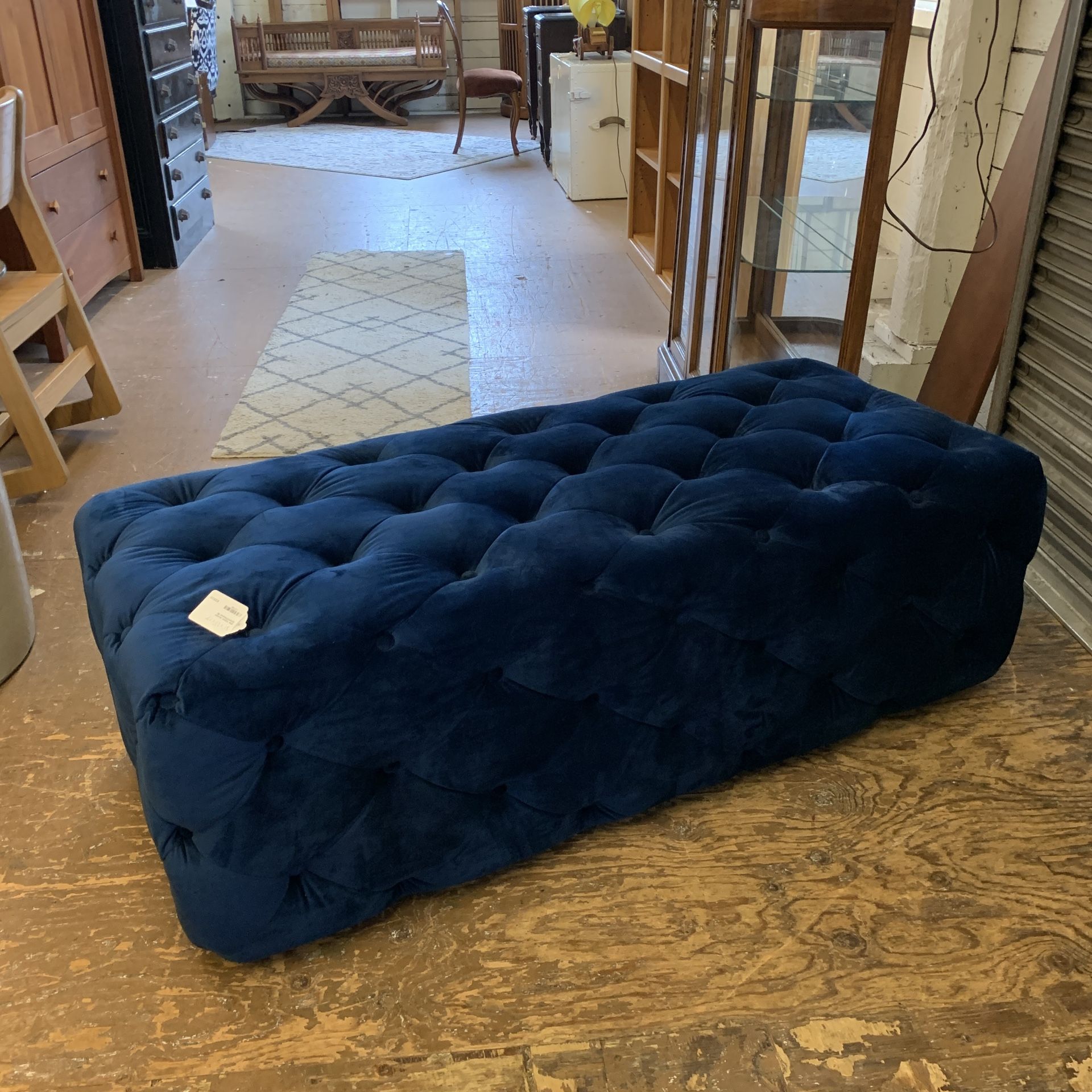 Blue Velvet Accent Bench/Ottoman