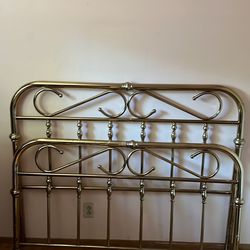 Solid Brass Queen MCM Bed Frame Headboard and Footboard