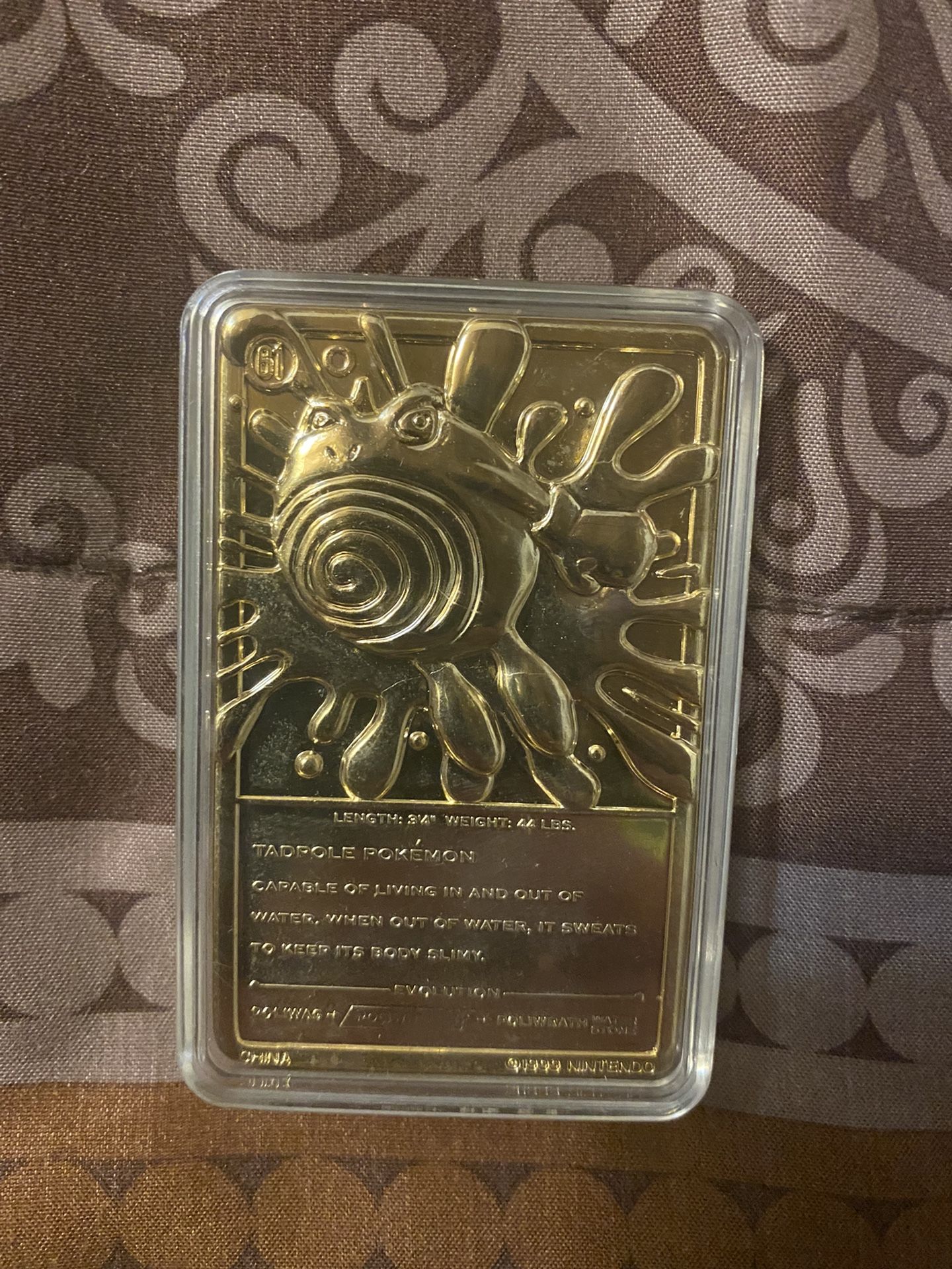 tadpole pokemon gold card value Plated 1999 Nintendo Poliwhirl Pokmon VTG Poliwhirl Pokemon Card 1999