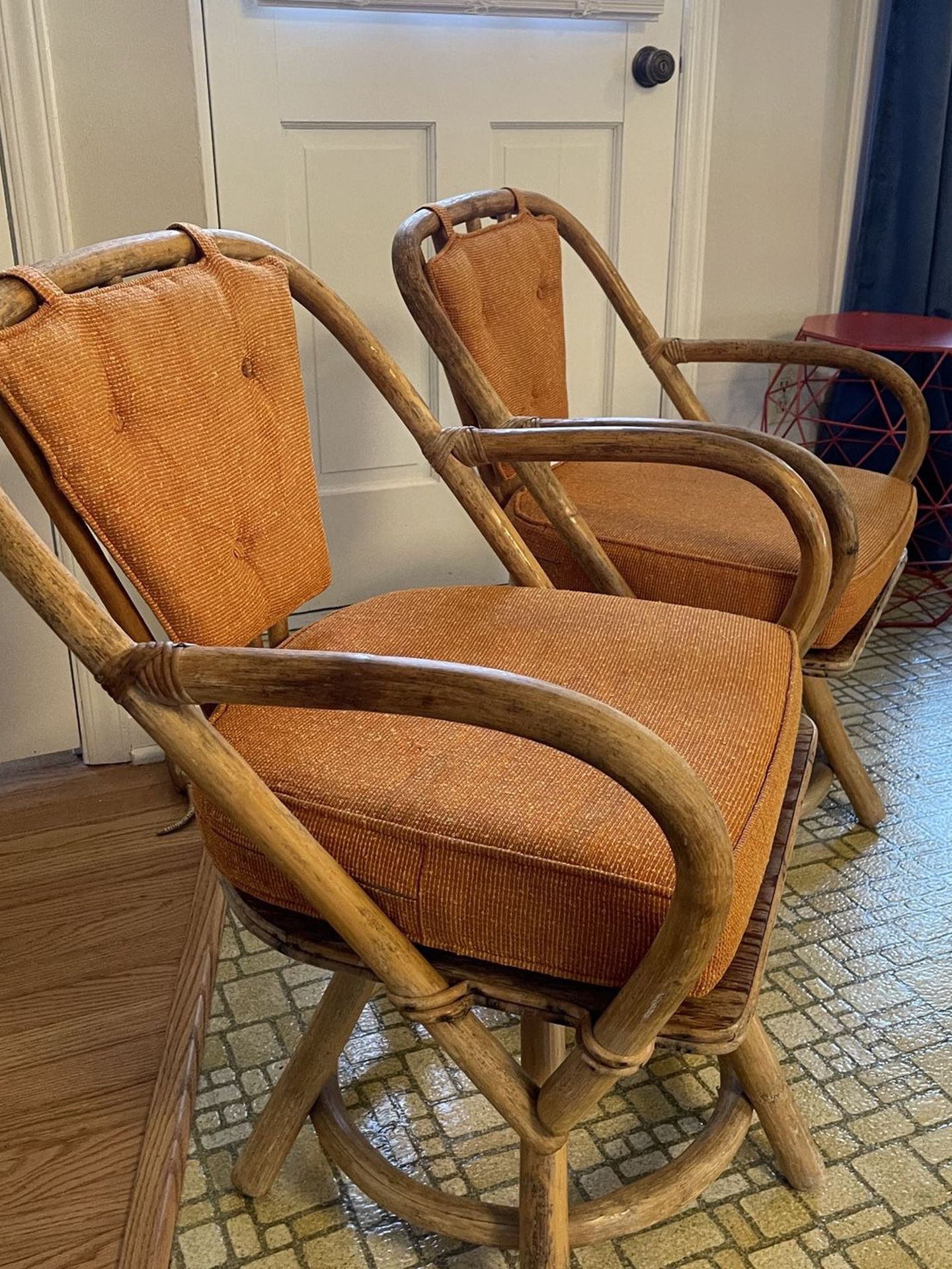 Vintage ratttan swivel chairs
