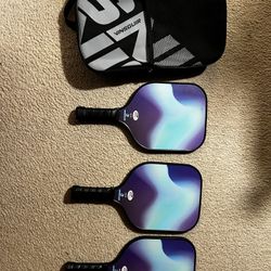 3 Pickle Ball paddles & Carrying Case