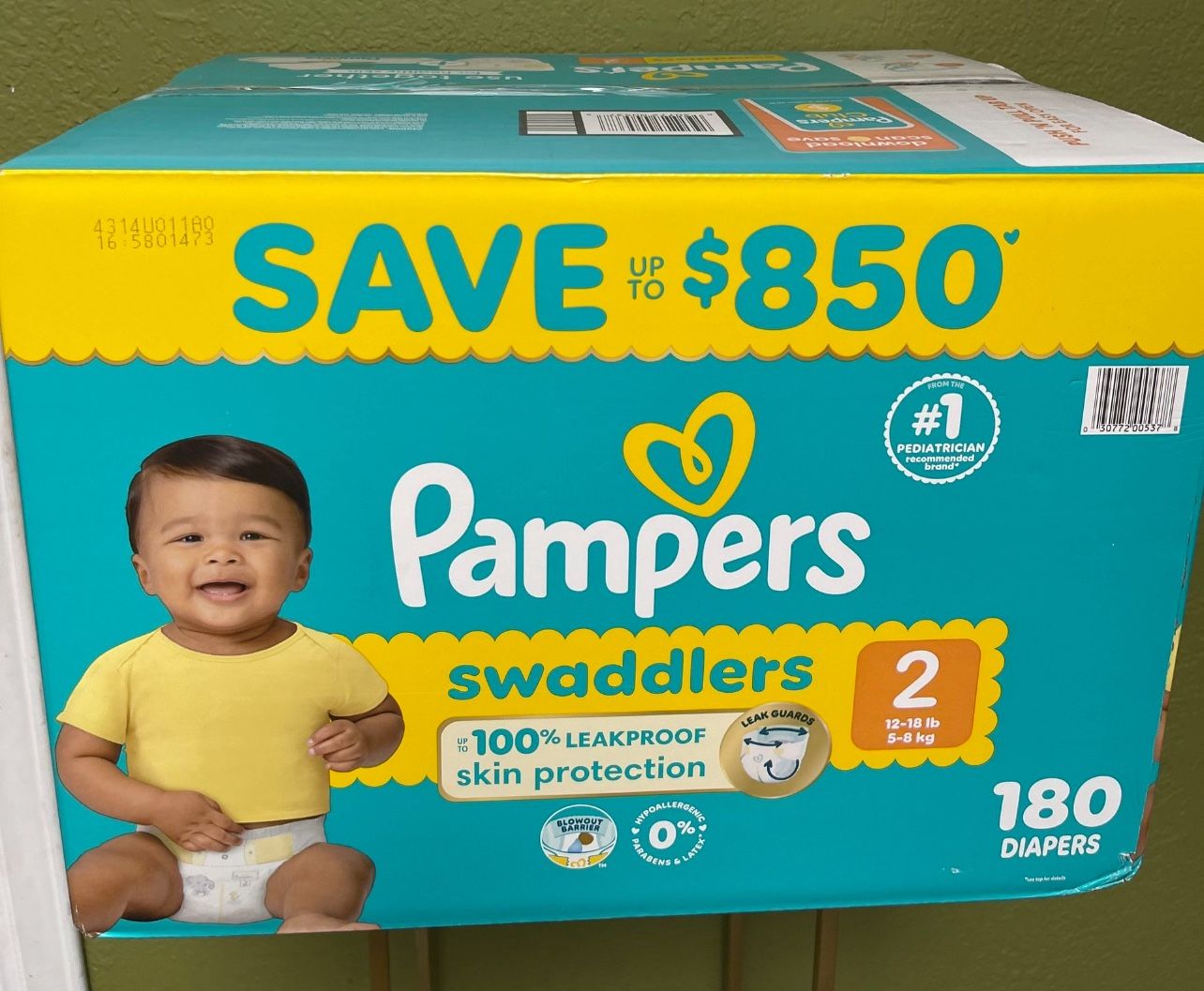 Pampers Swaddlers diapers, size 2.  $35