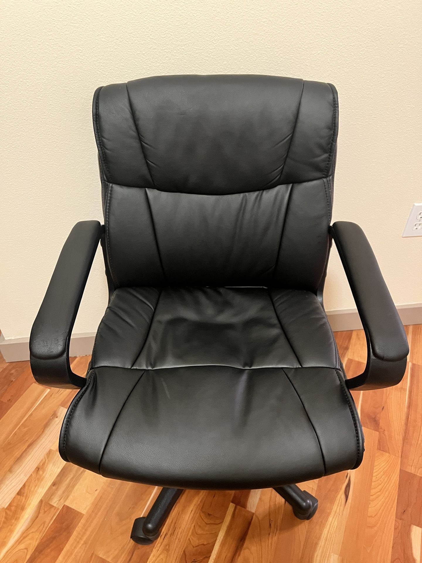 2 Black Faux Leather Office Chairs – Adjustable, Swivel, Comfortable!