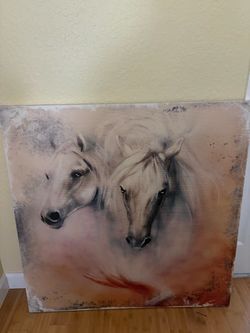 Large Two Horses Canvas Wall Art