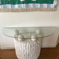 1980s Postmodern Tessellated jStone Rounded Entry Console /Sofa Table