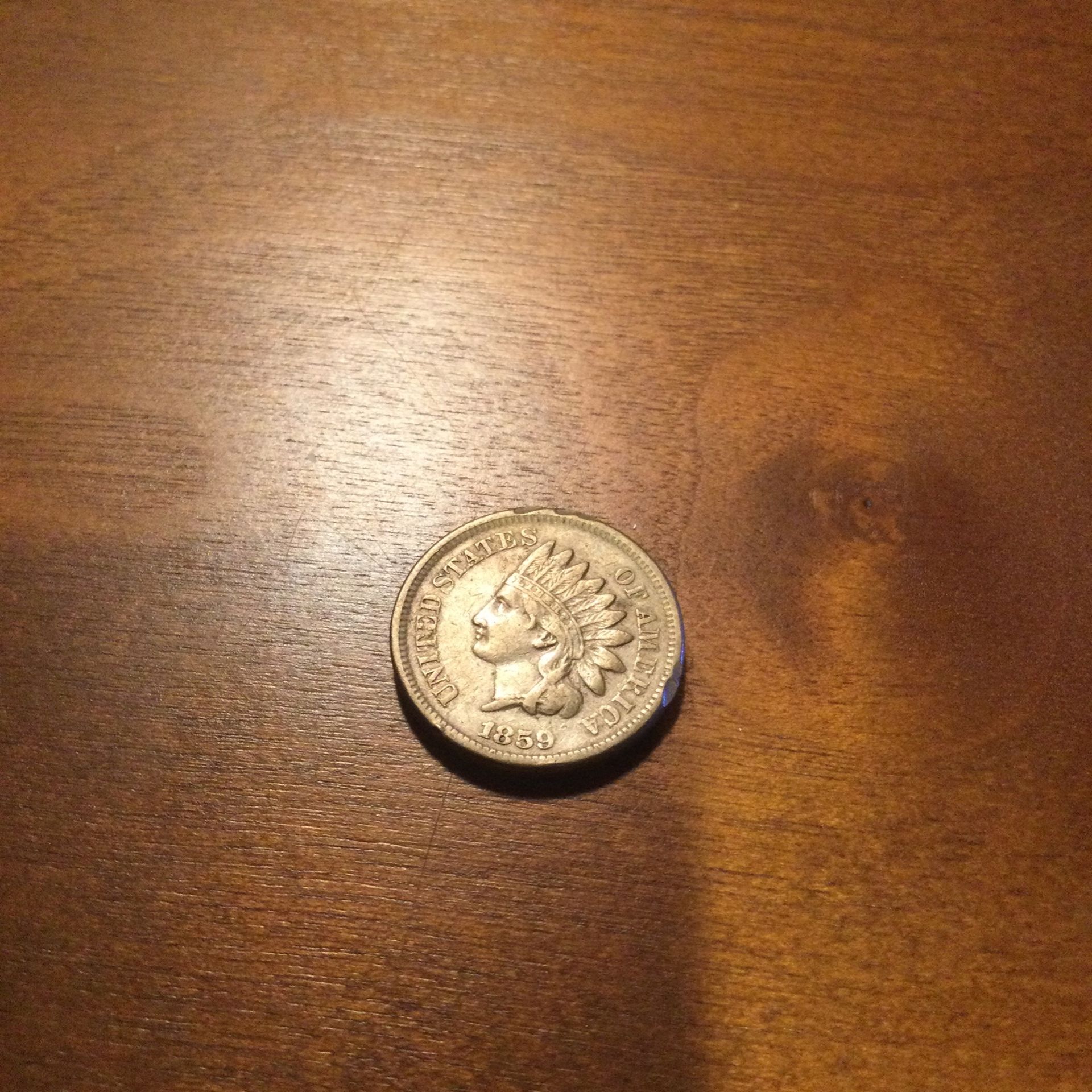1859 ALMOST UNCIRCULATED INDIAN HEAD PENNY. FIRST YEAR.