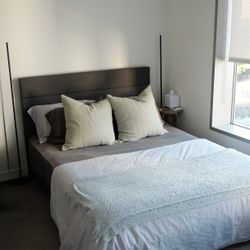 Queen Upholstered  Bed Frame Grey