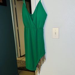 Green Dress with diamond fringe $15