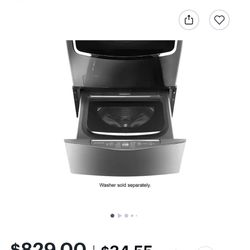 LG SIGNATURE SideKick Top-Loading Pedestal Washer. 