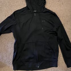 Mens Black Under Armor Front Zip-up Hoodie. XL