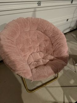 Foldable pink cozy chair faux fur saucer