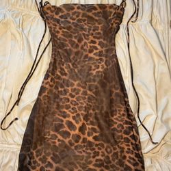 White Fox leopard print mini dress 