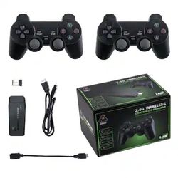 Game Console 64GB Plug & Play Stick with 20000+ Games and 2 Wireless Controllers