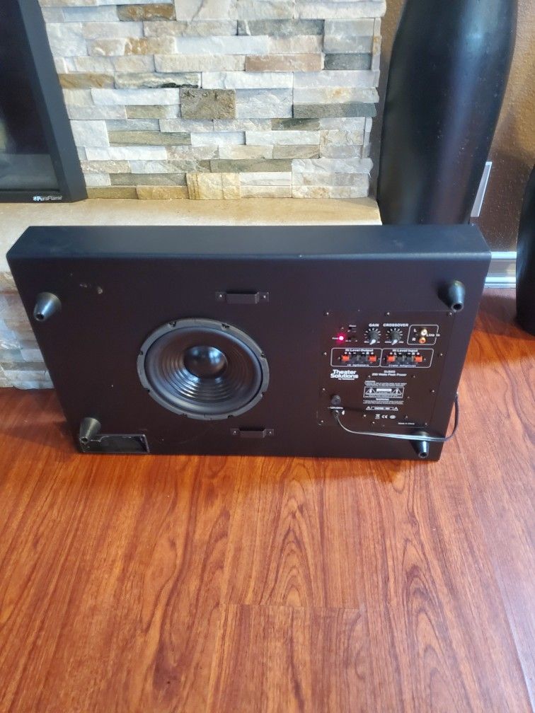 Theater Solutions SUB8S 250 Watts Surround Sound HD Home Theater Slim Powered Active Subwoofer