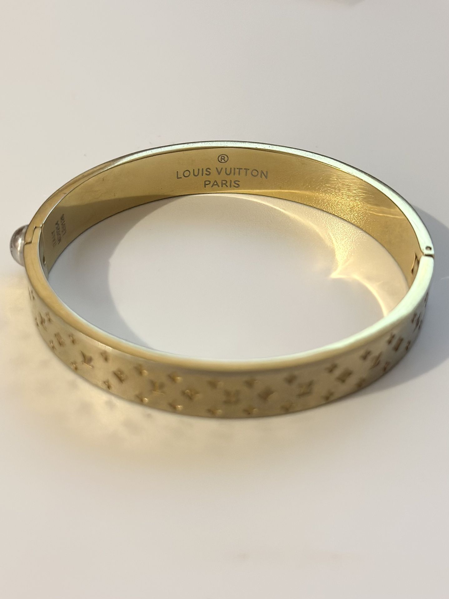 Louis Vuitton Gold Nanogram Cuff Bracelet medium
