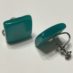 Vintage Emeril stone plastic screw on earrings