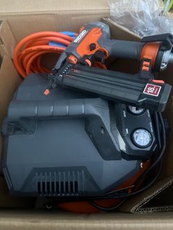 6 Gal. Electric Pancake Air Compressor and Pneumatic 18-Gauge 2-1/8 in. Brad Nailer like new 160 firm