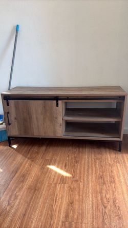 Rustic Wood TV Stand with Sliding Barn Door