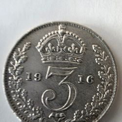 Silver  3 Pence Great Bretain 1916 