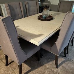 Beautiful Marble Dining Table with 6 Chairs 