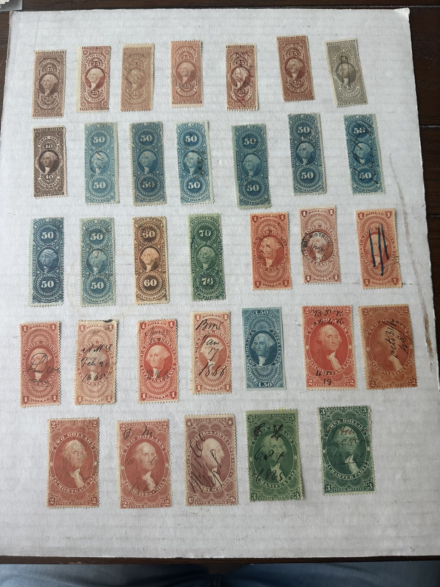 United States Revenue Collection Of 33 Stamps Used First Issue