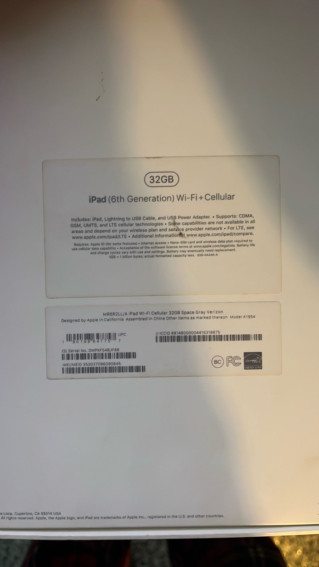 iPad (6th Generation) Wi-Fi + Cellular