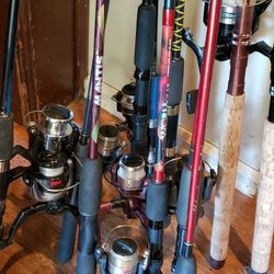 fishing rods reels spinning baitcaster $15 to $130